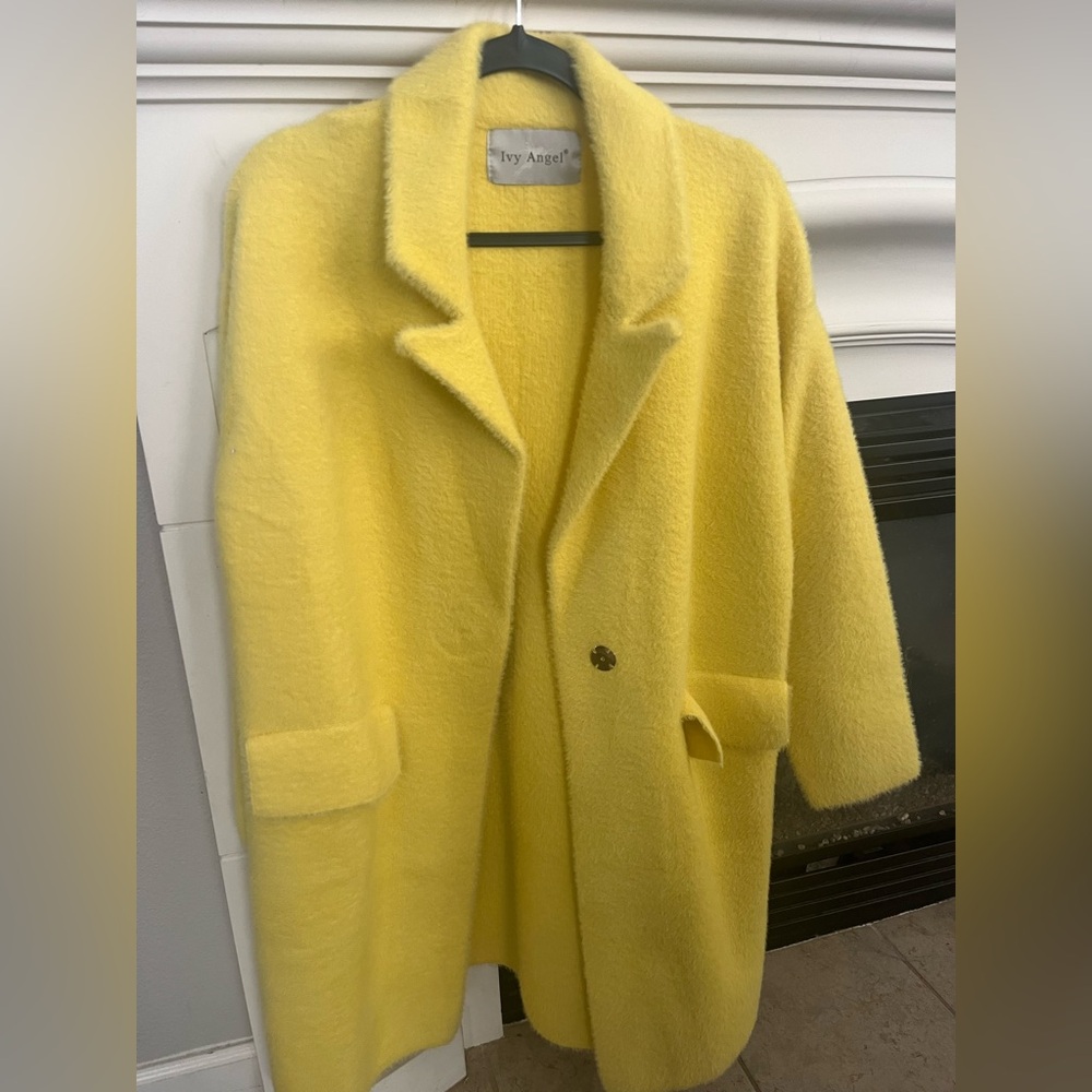 Vibrant Yellow Teddy Jacket with Relaxed Fit